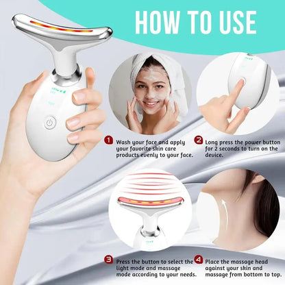 Neck Face Lifting Device Face Neck Massager Skin Tighten Device Led Photon Therapy Anti Wrinkle Double Chin Remove