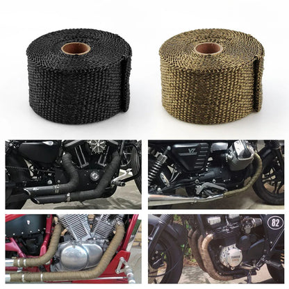 5m X 5cm High Temp Fiberglass Exhaust Heat Wrap Insulation Tape for Car & Motorcycle Exhaust Pipe