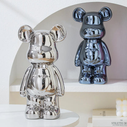 17/27/cm Aesthetic Bear Brick Ceramic Statue Teddy Bear Decor Action Figure Sculptures Ornament for Room Home Decoration Crafts