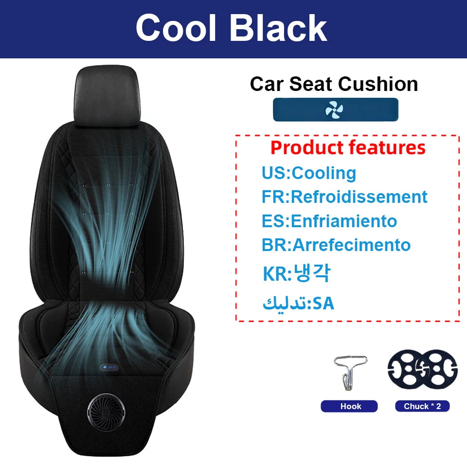 2-in-1 12V Car Cooling & Heating Seat Cushion for All Seasons or Universal USB Summer Ventilated Car Seat Cover Car Accessories