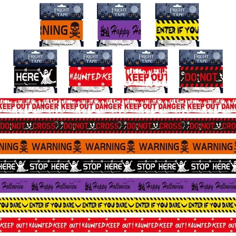 Halloween Warning Tape Safety Signs Caution Fright Crime Scene Tape Orange Yellow Red Caution Party Horror Scene Decor Supplies