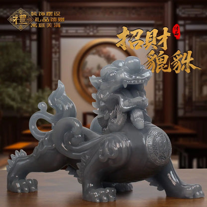 Ink Jade Pixiu Ornaments Pair of Living Room Wine Cabinet TV Cabinet Hallway Decorations Good Lucky New Arrival Advanced Gifts