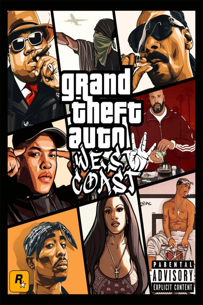 Cool G-Grand The A-Auto Canvas Painting Series 5 6 Hot Game Poster Wall Art Modern Home Boy Bedroom Gaming Room Decor Print Gift