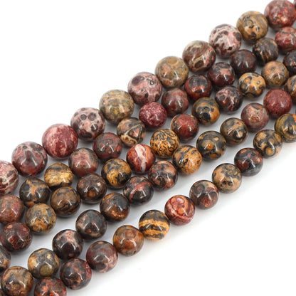 Natural Stone 4 6 8 10mm Round Leopardskin Jaspers Stone Spacer Loose Bead For Jewelry Making DIY Bracelet Needlework Accessorie