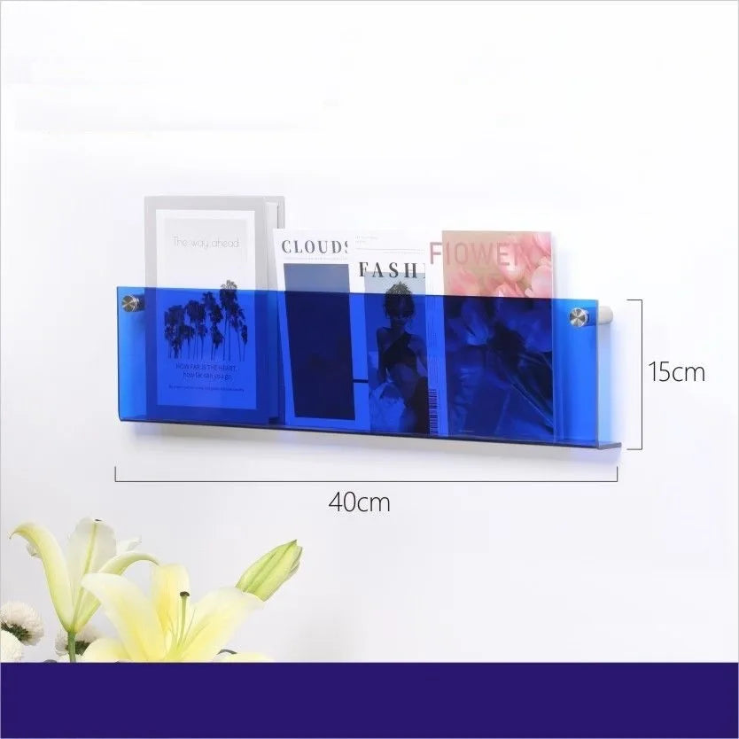 12 Color Acrylic Brochure Holder Wall Mount Magazine Rack Pamphlet Stand Floating Bookshelves Hang Display Literature Organizer