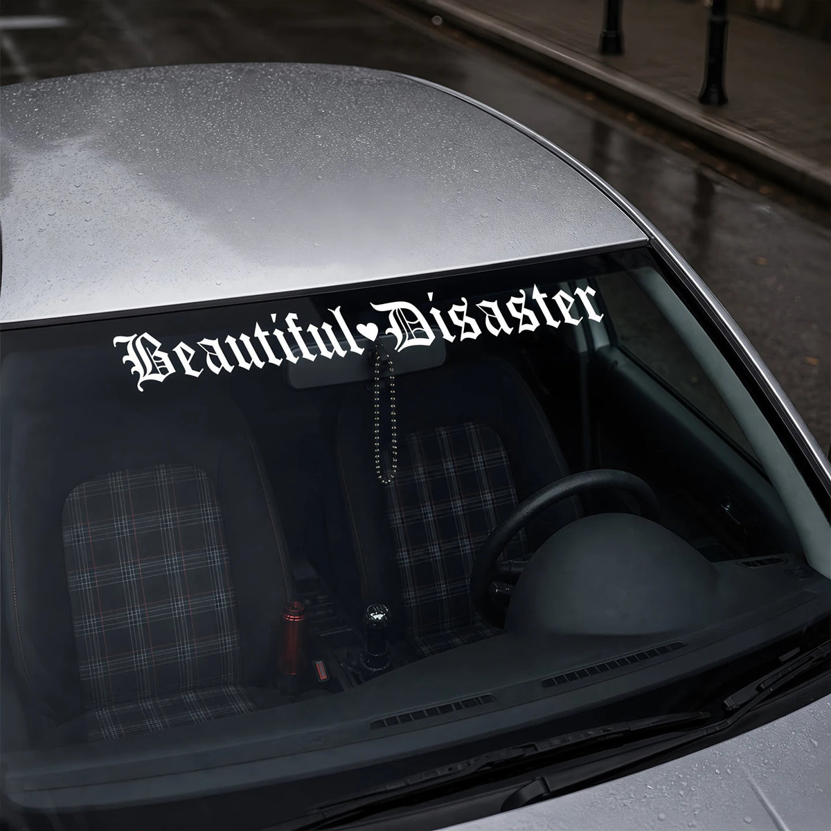 Beautiful Disaster Gothic Letter Vinyl Car Sticker JDM Modified Front and Rear Windshield Car Stickers Waterproof
