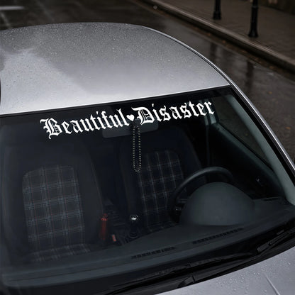Beautiful Disaster Gothic Letter Vinyl Car Sticker JDM Modified Front and Rear Windshield Car Stickers Waterproof