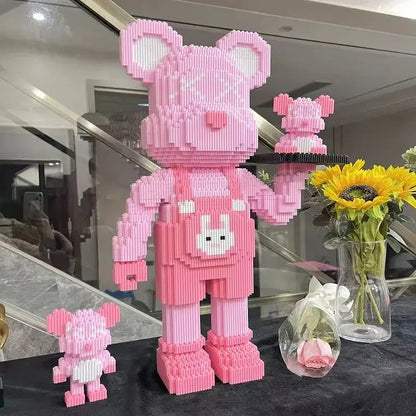 Violent Bear Building Blocks Couple's Tray Small Particle Assembled Toy High Beauty Ornament Holiday Birthday Gift