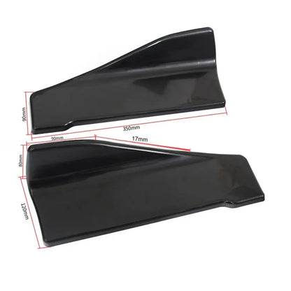 35/48cm Universal Fit Car Spoiler Lateral Bumper Rear Side Skirt Lip Rocker Wings Carbon Fiber Glossy Black Protection Trims