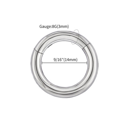 Right Grand ASTM F136 Titanium Large Gauge 6G 8G 10G Single Hinged Clicker Segment Hoop Ring Septum Nose Piercing