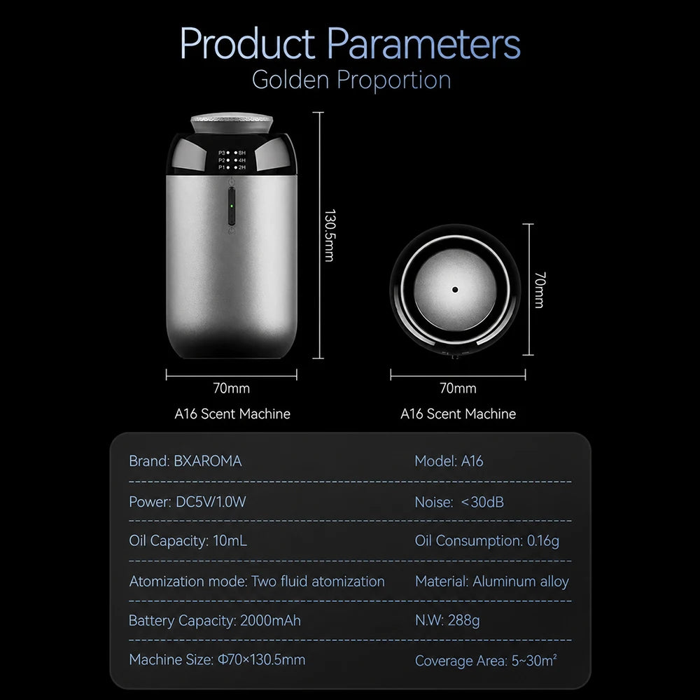 TEABLUM Aluminum Car Aroma Diffuser Smart Home Auto Oil Diffuser Type-C Rechargeable Leak Proof Fragrance Diffuser Holiday Gifts