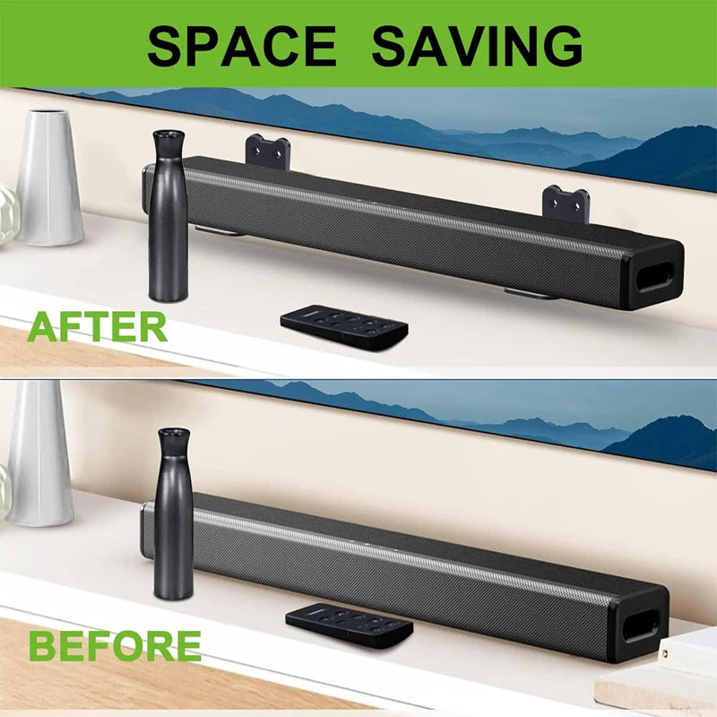 2PCS Adjustable Soundbar Mount Universal Speaker Wall Mount Floating Rack Length Adjustable 3.4''-5.2'' Removable and Lockable
