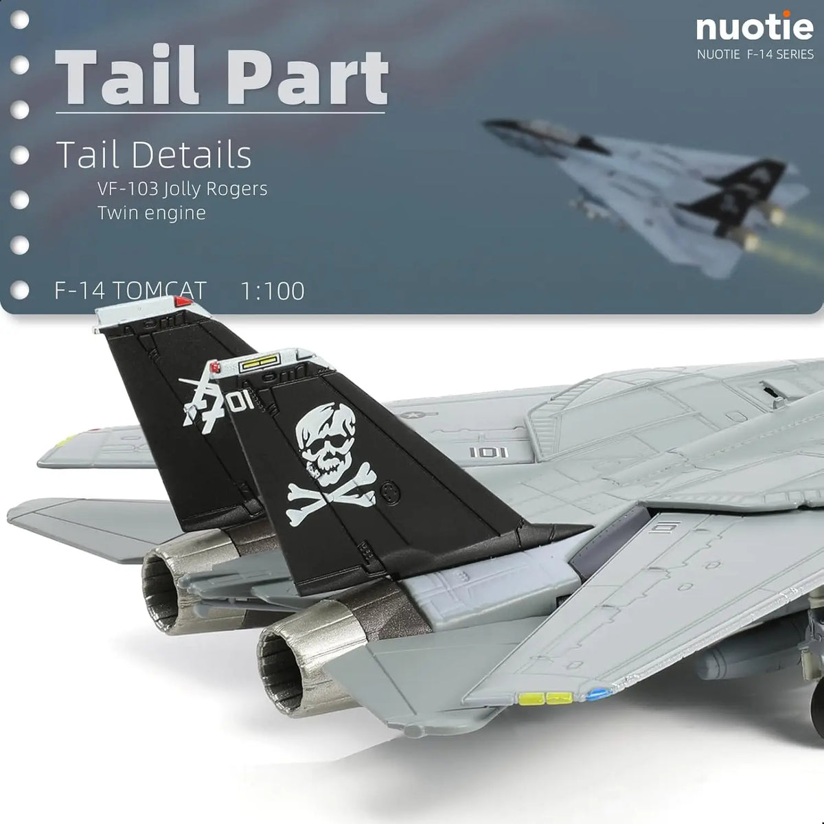 1/100 F-14B-2 VF-103 Tomcat Fighter Model Diecast Metal Airplan Mode Kit Jolly Rogers Militray Aircraft Model with Stand for