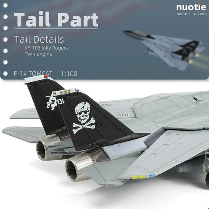 1/100 F-14B-2 VF-103 Tomcat Fighter Model Diecast Metal Airplan Mode Kit Jolly Rogers Militray Aircraft Model with Stand for