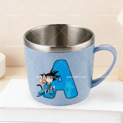 Dragons Ball 304 Stainless Steel Mouth Cup Goku Anime Kawaii Letter A-Z Coffee Milk Water Mug  Anti-scalding Camping Cups Gift