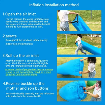 Inflatable Air Lounger Sofa Portable Quick Inflate Waterproof Camping Couch Beach Chair Poolside Travel Outdoor Sleeping Mat