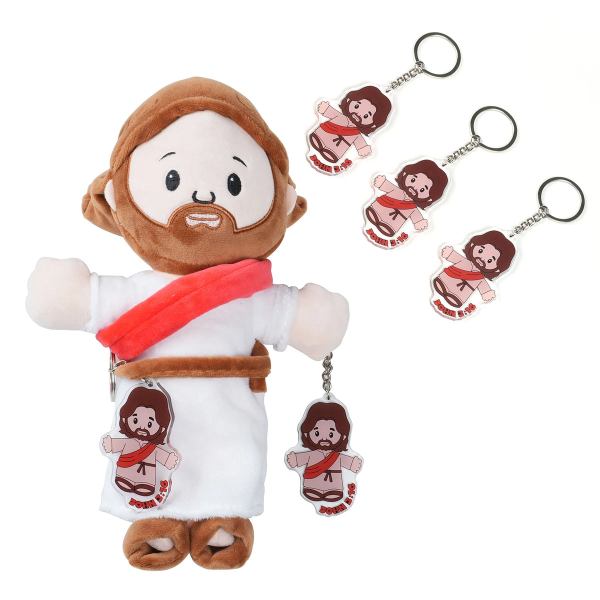 Cartoon Jesus Hug Stuffed Toy with Ornament Keychain Decoration Bedside Sofa Cushion Christmas Gift Soft Plush Doll for Kid Gift