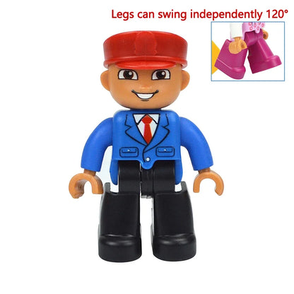 Figures Dolls Big Size Building Blocks Family Action Workers Doctor Police Farmer Compatible Large Bricks Duploes Kid Toys