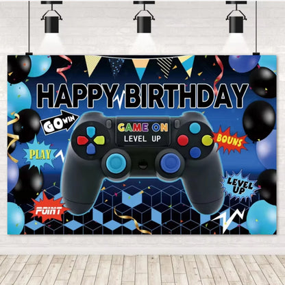 Game On Theme Video Gamer Kids Birthday Party Neon Green Gaming Next Level Up Background Baby Shower Decoration Supplies Props