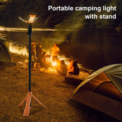 LED Work Light with Tripod Stand Folding Holder Support Lamp Hanging Hook 4 Modes IP65 Waterproof Power Bank for Outdoor Fishing