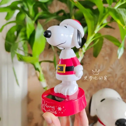 Snoopy Christmas Ornament Cartoon Kawaii Christmas Snoopy Car Mounted Solar Ornament Figurine Surprise Gift for Friends