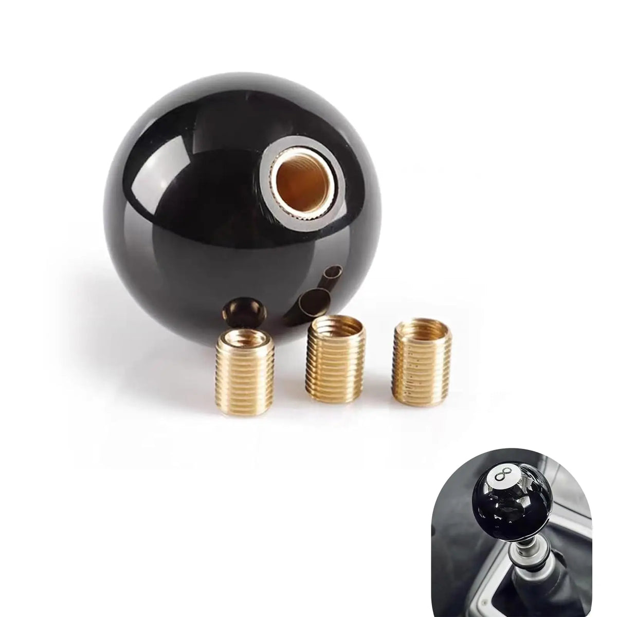 Universal Black 8 Ball Manual Gear Shift Knob Acrylic Billiards Shifter Lever Head with 3 Adapters for Car Auto Styling Acc