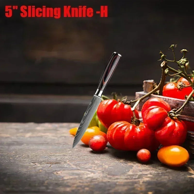 Damascus Kitchen Knives Professional Chef Knife Japanese Santoku Slicing Knife Stainless Steel Boning Knife Butcher Knife