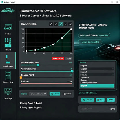 Hall Effect Sim Racing Handbrake Linear USB PC Drift Brake for ETS2 Assetto Corsa Compatible with SimRuito Paddock