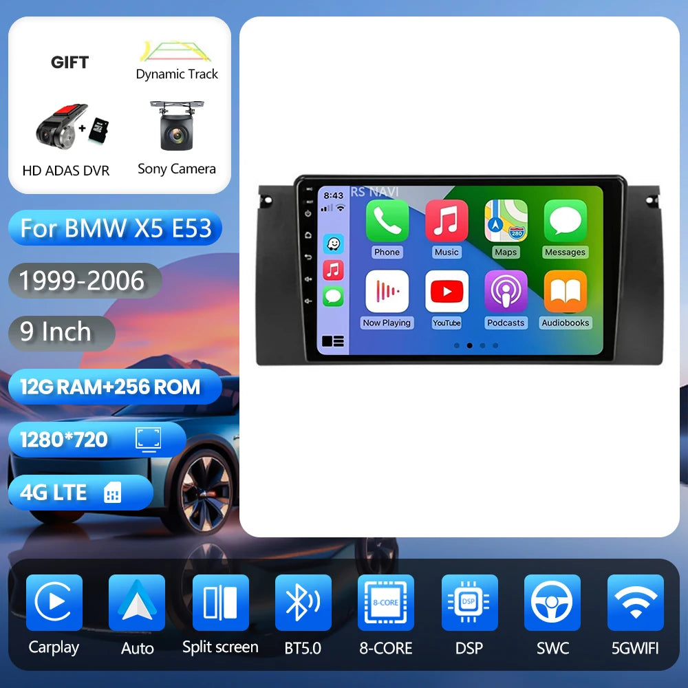 Android 16 Carplay Auto 2K Screen Car Radio Multimedia Player For BMW M5 E39 1995-2006 E53 X5 M5 2din Autoradio Stereo Head Unit