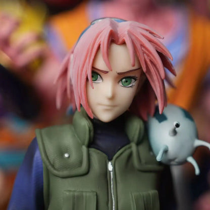 【C4 STUDIO】25.5cm/10.04 Inch Haruno Sakura Dual-Head GK Figure Standing Statue Collectible Model Toy Gift