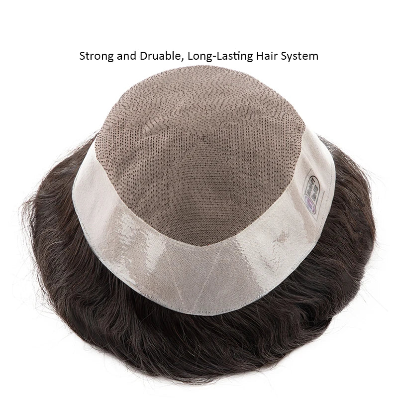 Men Wig Human Hair Toupee Fine Mono Male Wig 130% Density Durable Hair Prosthesis Toupee Men 6" Hair Replacement System For Men