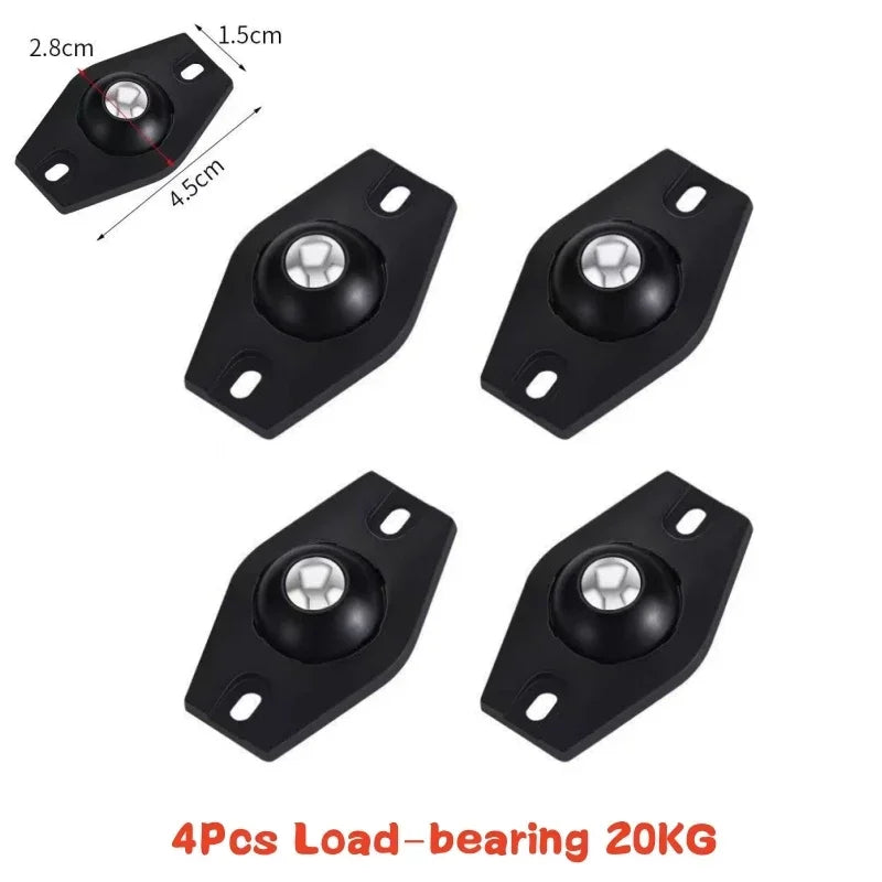 4Pcs Furniture Casters Wheels Heavy Duty Ball Pulley Self Adhesive Stainless Steel 360° Rotation Universal Wheel Load 20/200Kg