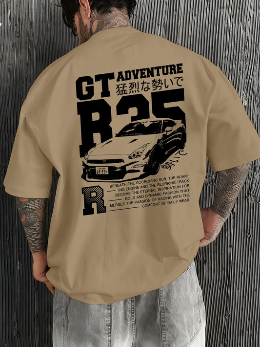 Men's Oversized T Shirt R35 GT-R Graphic Print Streetwear JDM 100% Polyester Short Sleeve Casual Tee