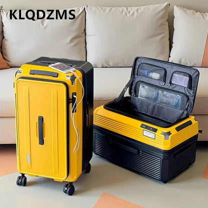 KLQDZMS Luggage Cart Style Travel Bag 20"24"26"28 Inch Large Capacity Trolley Case Women Boarding Box Men's with Wheels Suitcase
