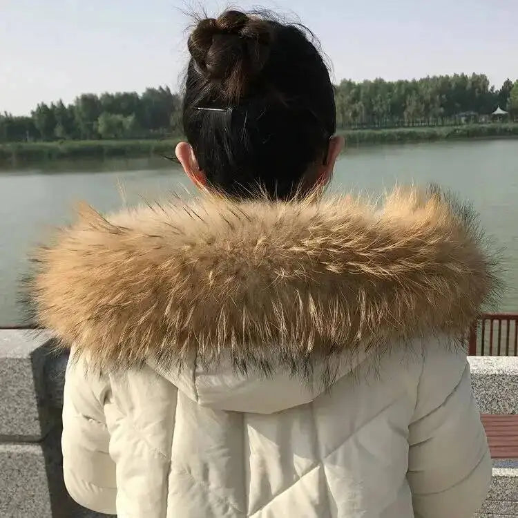 Raccoon Fur Collars For Jacket Women's Real Fur Collar Warm Natural Fur Hoodie Decor Winter Parkas Coat Jacket Furry Hood Trims