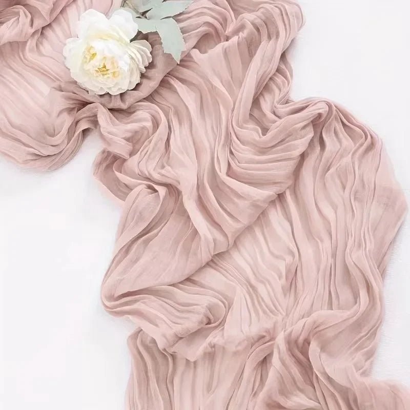 1PCS/6PCS 90*300CM Light Pink Cheesecloth Table Runner Boho Gauze Fabric Rustic Sheer Table Runners For Wedding Bridal Shower