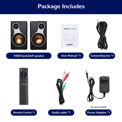 AIYIMA S500 Classic Bookshelf Speaker Bluetooth Wireless 120W Hifi Active Speakers For Home Computer Game Coaxial Optical RCA