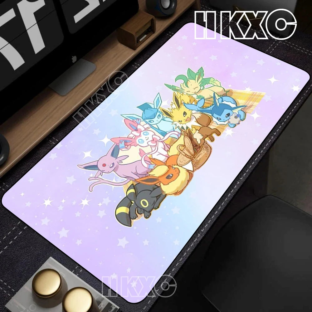 Game Card Pad Gaming Carpet Anime Keyboard Pads Pokemon Eevee Mousepad Gamer Mouse Pads Laptop Extended Desk Mat PC Cabinet Rug