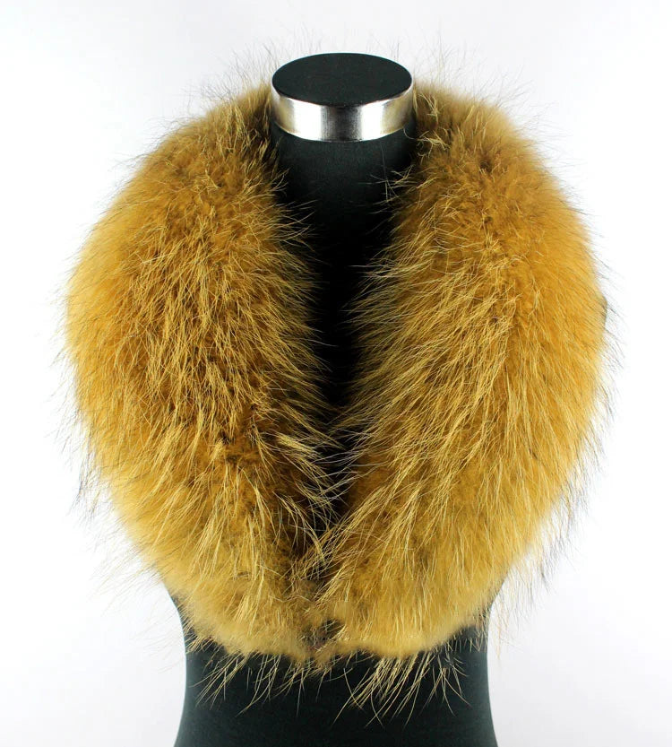 Real Raccoon Fur Collar Women Natural Fur Scarf  Winter Large Size Warm Wraps  Furry Fur Scarves for Coat Jackets Collars