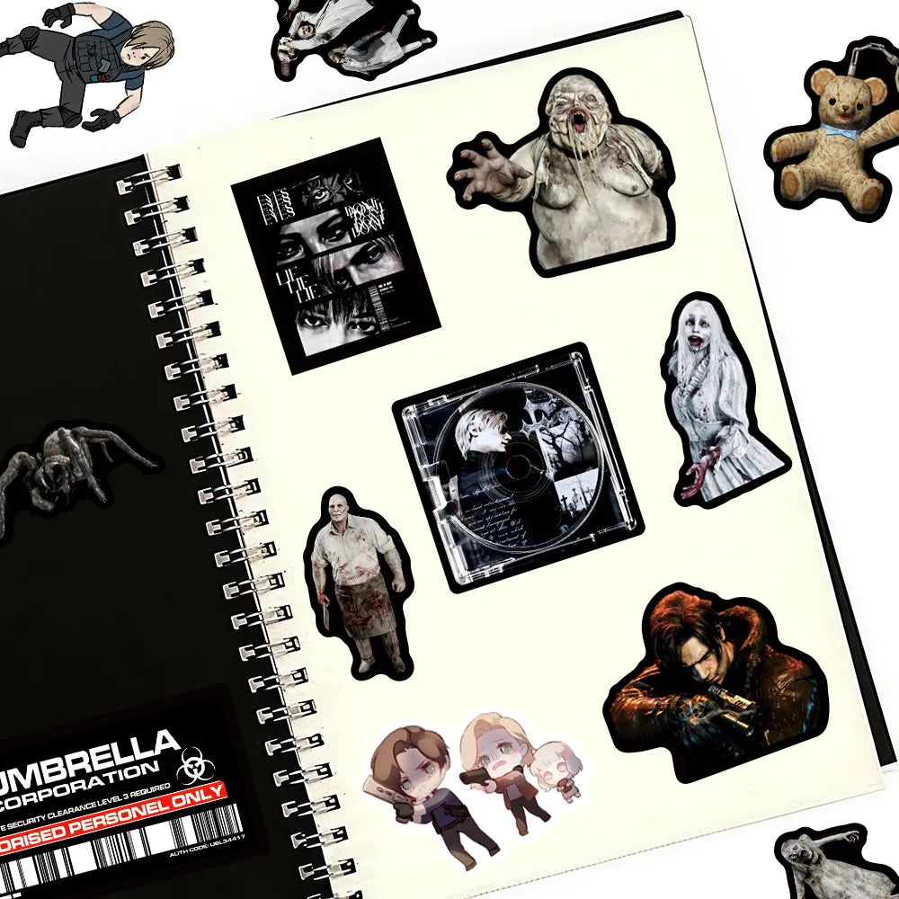 50PCs Resident Evil Stickers For Laptop Scrapbook Luggage Guitar Helmet DIY Graffiti Aesthetic Stickers Creative Gift
