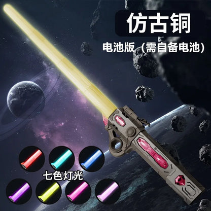 Children's Boy Laser Sword Planet Telescopic Light-Up Sword Two-In-One Multicolor Flashing Fluorescent Stick Toy Gift
