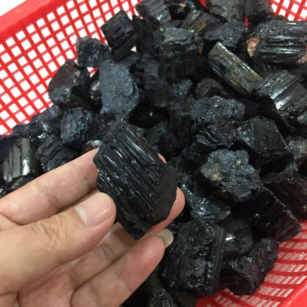 10-1000g Natural Black Tourmaline Gravel Raw Gemstone Mineral Specimen Crystal Healing Advanced Collection Eliminate 1pc