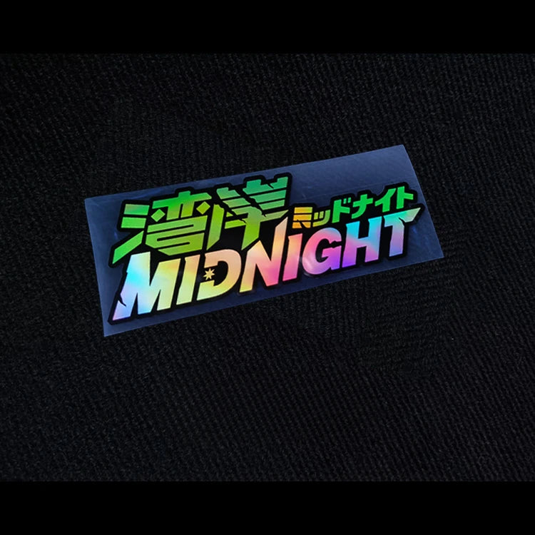 1PC MIDNIGHT JDM Laser Motorcycle Sticker Waterproof for Motorbike Front Fairing Side Panel Car Front Winddshield Vinyl Decal