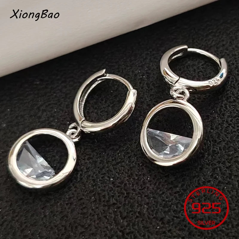 925 Sterling Silver Geometry Asymmetric Earring for Women Girl Simple Office Jewelry Gift Dropshipping