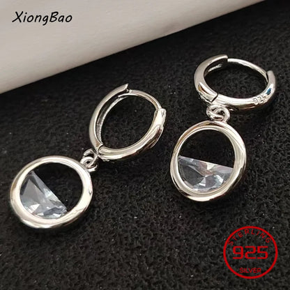 925 Sterling Silver Geometry Asymmetric Earring for Women Girl Simple Office Jewelry Gift Dropshipping