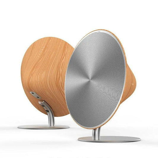 Retro Wireless UFO Wood Speaker Support NFC Touch Surface Subwoofer Home Audio Bluetooth 5.0 Audio Desktop Stereo Speaker