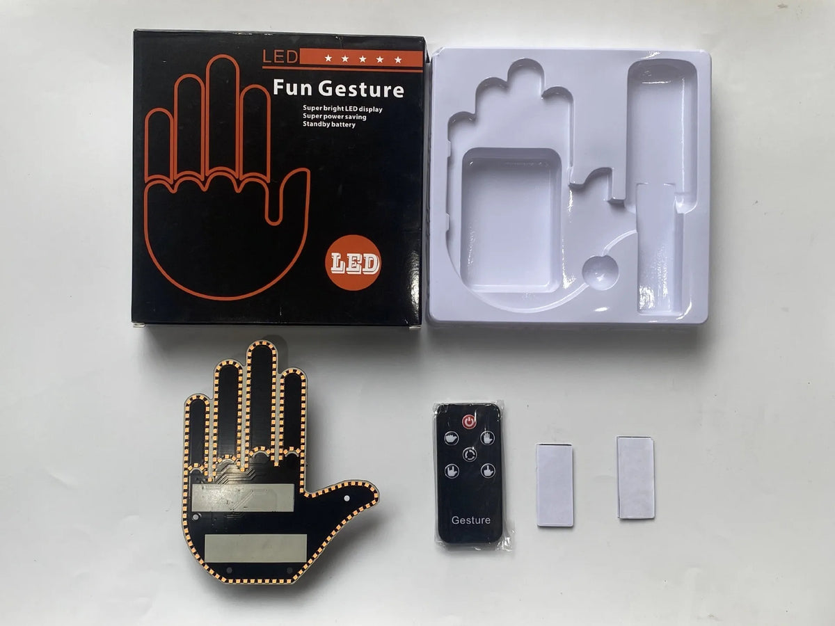 Car LED Finger Lights Funny Car Interior Light With Remote Control Rear Window Multi-function Warning Reminder Lamp Accessories