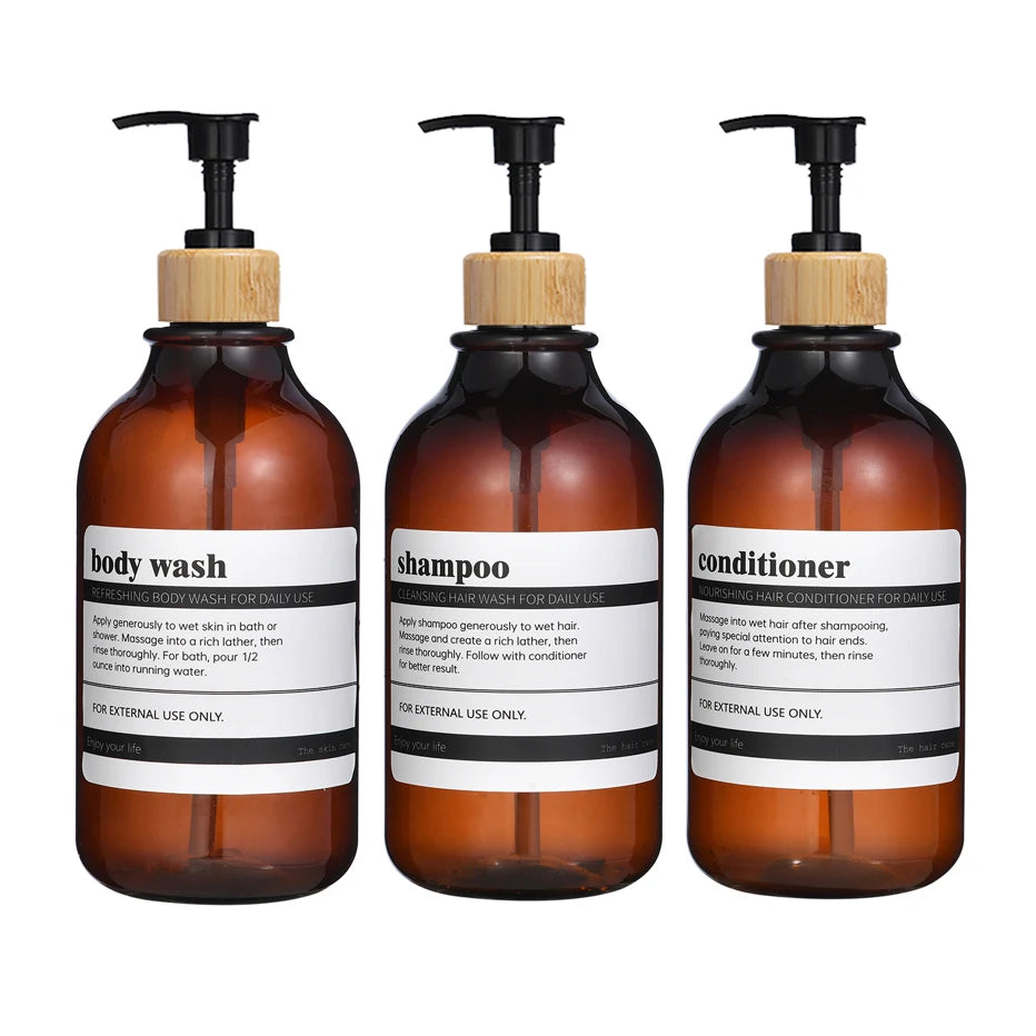 Shampoo and Conditioner Dispenser Reusable Shower Gel Bottle White Refillable Apothecary Dispenser Bottle for Bathroom&Kitchen