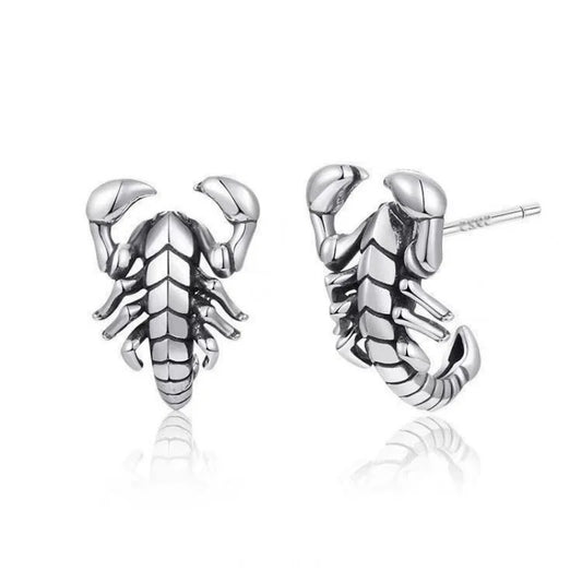 Retro Personality Scorpion Hip-hop Style 925 Sterling Silver Creative Temperament Animal Man And Woman Stud Earrings E192