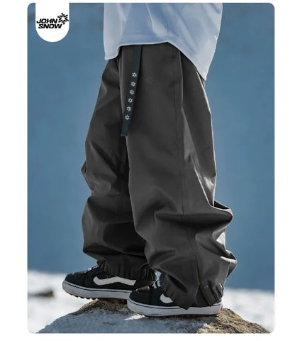 John Snow Winter Women And Men's Waterproof Ski Pants Outdoor High Quality Breathable Loose Snow Trousers Ski Snowboarding Pants